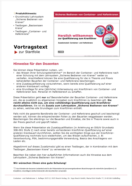 Zusatzmodul: Container- und Hafenkrane